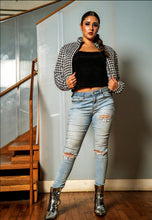 Load image into Gallery viewer, Women's Houndstooth Crop Jacket
