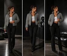 Load image into Gallery viewer, Women's Houndstooth Crop Jacket