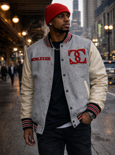 Load image into Gallery viewer, Grey and Cream Varsity
