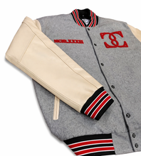 Load image into Gallery viewer, Grey and Cream Varsity