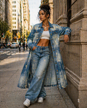 Load image into Gallery viewer, Ladie's Long Denim Coat