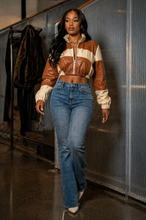 Load image into Gallery viewer, Women's Patchwork Leather Crop