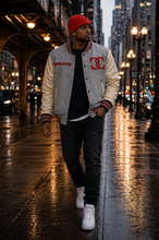 Load image into Gallery viewer, Grey and Cream Varsity