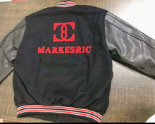 Load image into Gallery viewer, Black Varsity Jacket