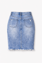 Load image into Gallery viewer, Women's Distressed Denim Skirt
