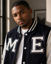 Load image into Gallery viewer, ME Leather Sleeve Varsity Jacket
