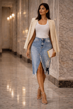 Load image into Gallery viewer, Women's Distressed Denim Skirt
