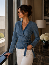 Load image into Gallery viewer, Denim Wrap Jacket
